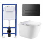 Welland Capri Tornado fali WC + tartály fekete nyomólappal