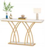 Tribesigns Konzolasztal Tribesigns 140 cm fehér-arany modern márvány (HOGA-NY044)