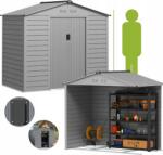 PAKO Kerti ház, 213 x 131 x 192 cm, szürke, 2, 43 m2 Pako 84H-352V00SR (Domek Ogrodowy Stalowy Wytrzymały Szary)