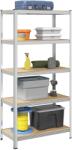 vidaXL 5 szintes ezüstszínű acél és szerelt fa tárolópolc (4016960)