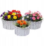 Trend-Deco Fehérített kéregfedők kerek fa virágtartók fóliával 3 db (#13208)