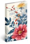 Realsystem Zsebnaptár 2026 heti 9x16, 5cm REAL Flexi álló elrendezésű, virágminta (5811-87)