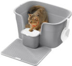 FEANDREA Macskaalom doboz, magas oldalfallal, szürke 54x42x38cm (PPT003G01)