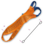 Beta 8161 20t narancs emelőheveder négyrétegű, lapos szalag, erősített karikákkal, nagy ellenállású polieszter (PES) 12000mm (081612120)