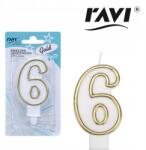 Ravi Születésnapi Gyertya 6-OS Szám Arany Ravi