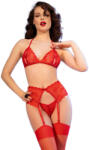 Chilirose Sets CHILIROSE - érzéki piros csipke melltartó + tanga + harisnya XL