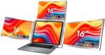 Production by A&A 3 képernyős laptop bővítmény, 3*16 hüvelyk, full HD, IPS, sRGB 100%, 1920*1200, USB Type-C/USB Type A, több Mac/Windows kompatibilitás, hordozható kialakítás, állítható, ajándéktáska, szürke, A&A gyár