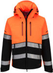 Portwest HI-VIS EV4 EV465 / Férfi fényvisszaverő softshell kabát kapucnival - narancssárga/fekete S (EV465OBRS)
