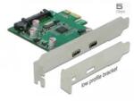 Delock PCI Express x1 kártya - 2 x külső SuperSpeed USB (USB 3.2 Gen 1) USB Type-C hüvely (DL90493) (DL90493)