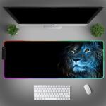 VisionHub Professzionális RGB Gaming egérpad, LED világítással, puha felülettel, csúszásmentes gumi alappal, többféle világítási mód, állítható fényerő, 600x350x4mm méretben, oroszlán motívummal (V-0115)