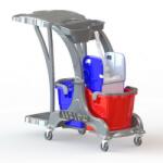 Üçtem-Plas Herkules Takarító kocsi műanyag, szemeteszsák tartóval 2x25l-es a vödör (HCK717)