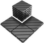  20 darabos Teno® teraszlap készlet, fa mozaik, tartós, egymásba illeszthető, PVC, 30 x 30 cm, 1, 8 m2/doboz, fekete színű