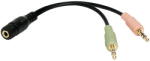 LogiLink Cablu audio, 2x 3, 5 mm 3 pini/M-3, 5 mm 4 pini/F, negru, 0, 15 m