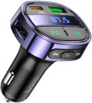 hoco. E70 bluetooth FM transmițător încărcător auto USB + Type-C priză 30W, afișaj LED, NEGRU