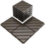  20 darabos Teno® teraszlap készlet, fa mozaik, tartós, egymásba illeszthető, PVC, 30 x 30 cm, 1, 8 m2/doboz, barna színű