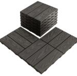  20 darabos Teno® teraszlap készlet, fa mozaik, tartós, egymásba illeszthető, PVC, 30 x 30 cm, 1, 8 m2/doboz, csokoládébarna színű