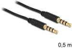 Delock sztereó kábel 3.5 mm 4 pin csatlakozó csatlakozó, 0, 5 m, fekete
