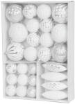 MagicHome MagicHome karácsonyi gömbök, készlet, 31 db, 5-6-8-12 cm, fehér-ezüst, karácsonyfára (TC8091518)