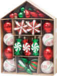 MagicHome MagicHome karácsonyi gömb szett, 32 db, piros-zöld-fehér, mix, karácsonyfára (TC8091742)