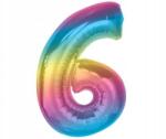 GoDan Fólia lufi 6-os szám - szivárványos, 92 cm, születésnap