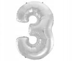 GoDan Fólia lufi Szám 3 92 cm - ezüst, 1 db, Beauty&Charm kollekció