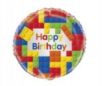 Unique Fólia lufi építőkockák Unique kerek Happy Birthday nyomtatással 18 inch 1db