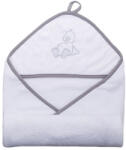  Baba fürdőlepedő hímzett 110x110 cm fehér-szürke kacsás