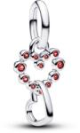 Pandora Összefonódó szívek és vörös kövek függő charm - 794435C01 (794435C01)