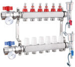 LEDNET Fűtési osztó-gyűjtő 6 körös rozsdamentes acél, áramlásmérős fűtési elosztó padlófűtés számára (OSZTO_GYUJTO_SS_6KOR_ARAMLASM)