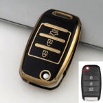  Kia 3 gombos TPU tok fekete arany (TKI005AFK)