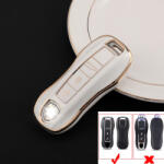  Porsche smart kulcs 3 gombos TPU tok fehér arany (TPO008AFH)