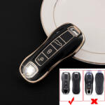  Porsche smart kulcs 3 gombos TPU tok fekete arany (TPO008AFK)