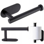 Cadro Wc-papír Tartó Fekete Öntapadós Fekete Fürdőszoba Loft (Uchwyt na papier toaletowy czarny stal 16,5cm)