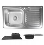 Silesia Emalia Rozsdamentes acél mosogató 1-medencés, csepegtetővel 76x42x18cm Szifonnal És Acél Lefolyóval (5905155026064)