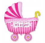 Flexmetal Fólia lufi 14 inch-es babakocsi kislánynak - rózsaszín, 1 db