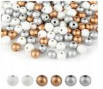  Zefan 180 db-os fa gyöngy szett, 16 mm, fehér, arany, ezüst (5904133215520)