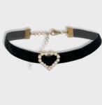  Nyakba akasztható bársony fekete nyaklánc arany cirkónia szív ajándék