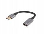 Lanberg Displayport (M) -> Hdmi (f) 8K adapterkábel 20 cm-es ezüst kábelen (AD-DP-HD-04)