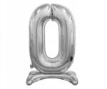 GoDan Álló fólia lufi Szám 0 - ezüst, 74 cm