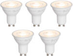 LUEDD 5 darabos GU10 50 mm-es LED izzókészlet, átlátszó, 7, 5 W, 800 lm, 3000 K (03264)