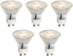 LUEDD 5 darabos GU10 50 mm-es, 3 lépésben dimmelhető Kelvin LED izzókészlet, átlátszó, 4, 5 W, 380 lm, 2000-2700 K (03268)