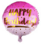 Mezőfi Team Kft Happy Birthday, pink-rózsaszín, fólia lufi, 18"/45cm, gömb