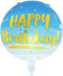 Mezőfi Team Kft Happy Birthday, világos kék színátmenetes, gömb fólia lufi, 45 cm