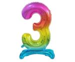GoDan Álló fólia lufi 3-as szám 74 cm - szivárványos, 1 db, Beauty&Charm
