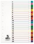 Q-CONNECT Index carton alb Mylar numeric 1-20, margine PP color, A4, 170g/mp, Q-Connect (KF00165) - ihtis