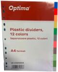 Optima Separatoare plastic color, A4, 120 microni, 12 culori/set, Optima (OP-5130120012)