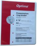 Optima Caiet mecanic cu buzunar, plastifiat PP, 4 inele in "D", 50 mm, cotor 75mm, Optima - alb (OP-500982501)
