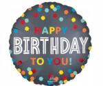 Amscan Fólia lufi 46 cm - többszínű, Happy Birthday felirat, Születésnap