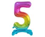 GoDan Álló fólia lufi szám 5 - szivárványos, 74 cm, 1 db, Beauty&Charm