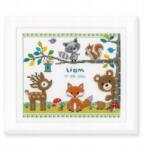 VERVACO Számolható Keresztöltéses Születési Hirdetés Készlet "Erdő" 28 x 24 cm (VerachtertNV)
